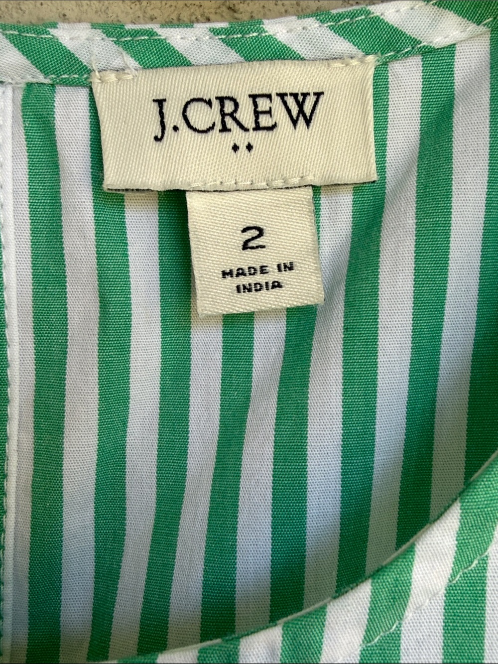 J. Crew Factory Green/White Striped Poplin Sleeveless Tiered Boho Maxi Size 2 - Picture 2 of 12